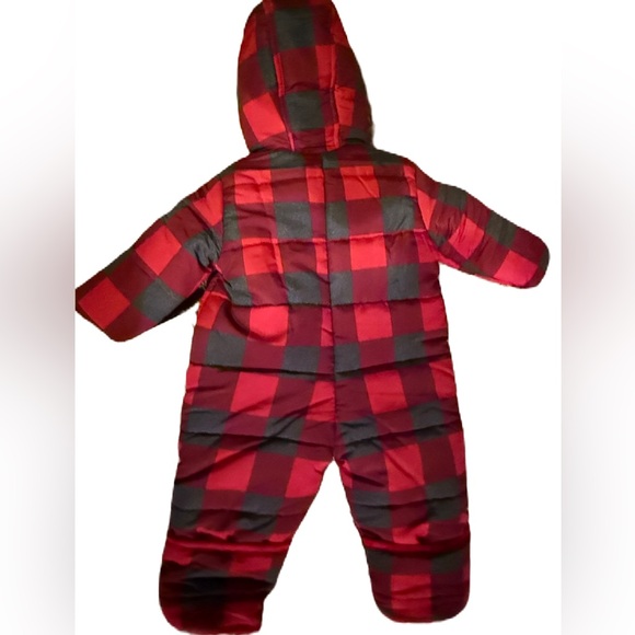 OshKosh B'Gosh Boys Snowsuit/Pram Red & Black Buffalo Plaid Check SZ3 Months NWT - Picture 2 of 7